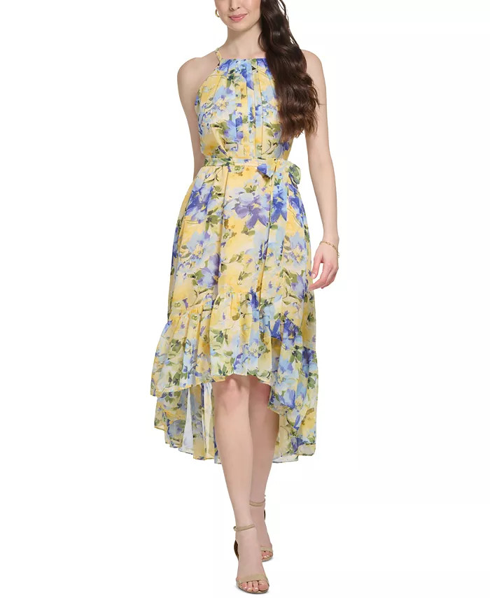 Vince Camuto Women's Printed Chiffon High-Low MidiDress & Reviews - Dresses - Women - Macy's | Macys (US)