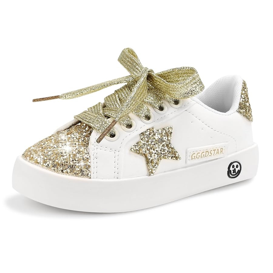 Girls Sneakers Glitter Tennis Shoes Lightweight Non-Slip Running Walking Shoes for Toddler/Little... | Amazon (US)
