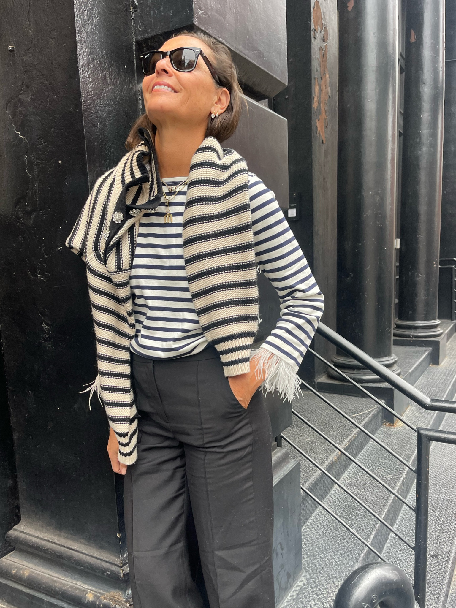 My kind of holiday dressing includes stripes and feathers! 

#LTKSeasonal