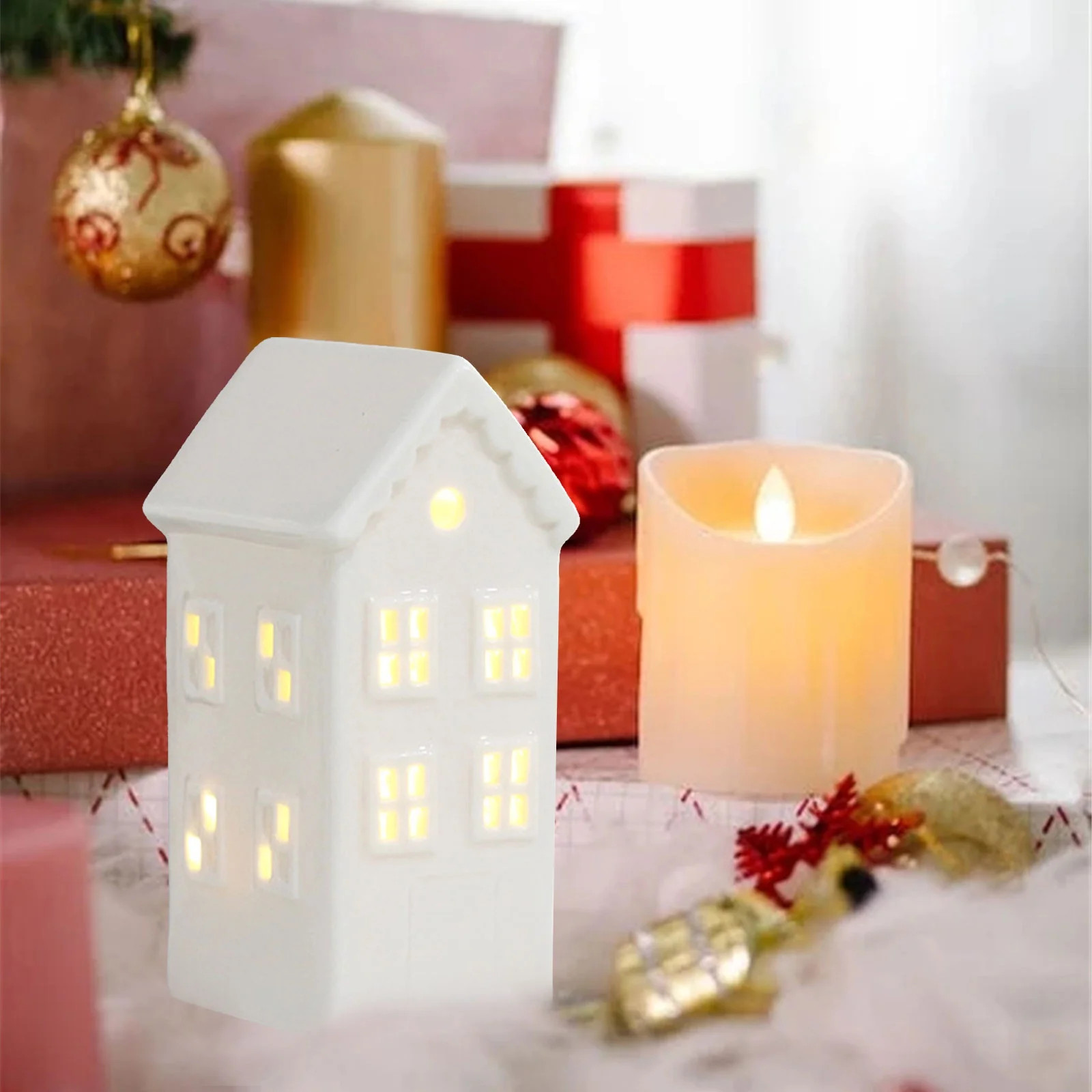 TERGAYEE Light up Christmas Ceramic Village Houses,White Ceramic Christmas Village Houses,Christm... | Walmart (US)