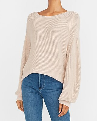 Oversized Ribbed Balloon Sleeve Sweater | Express