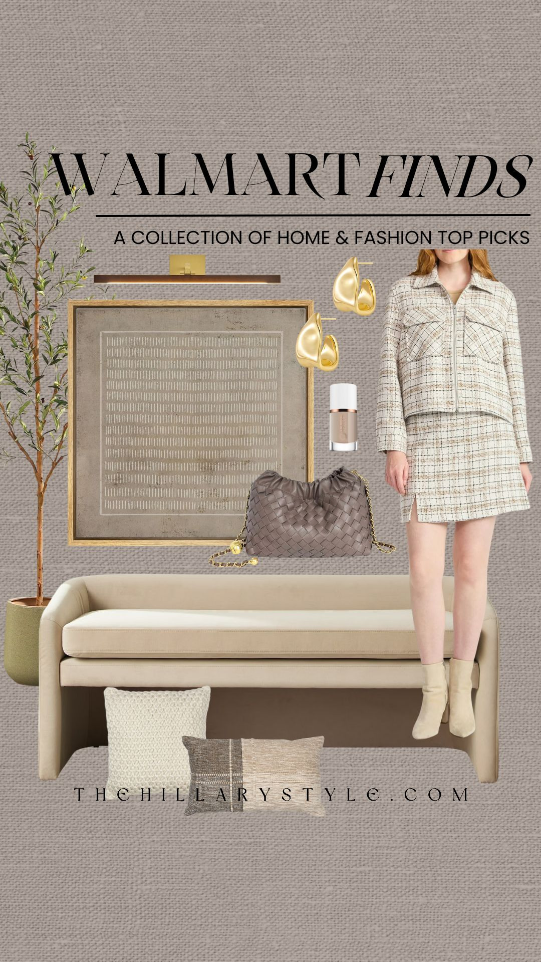 Walmart Brown & Taupe Winter Finds
Elevate your style and space with these Walmart winter finds that look absolutely designer! This season is all about warm neutrals and rich textures, from this chic plaid skirt set to high-end inspired woven handbags. Whether you are looking for a cozy living room refresh with layered earth tones or a sophisticated wardrobe update, these affordable Walmart picks are the ultimate "look for less." Trending organic modern silhouettes like this curved bench and textured artwork make it easy to create a serene, curated home for the new year. Don't wait—these viral winter staples are known for high sell-out risk!

#TheHillaryStyle #WalmartFinds #WalmartStyle #WalmartHome #WinterFashion2026 #NeutralHomeDecor #OrganicModern #AffordableLuxury #LookForLess #WalmartFashion #HomeRefresh #BrownAesthetic #DesignerDupes #WinterStyleInspo #LTKhome #LTKunder50 #WalmartRun #QuietLuxury #CozyHome #StyleOnABudget 

 

#LTKootd #LTKSeasonal #LTKHome