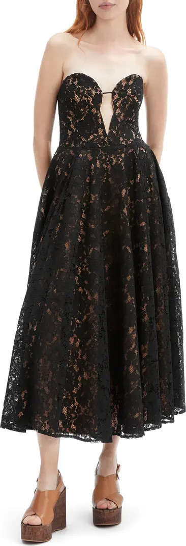 Opal Strapless Lace Midi Dress | Nordstrom