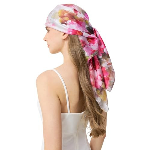 Nonakgado Mulberry Silk Neck Scarf-Fashion Floral Real Silk Head Scarf for Hair Wrapping at Night for Black Women (Color 05) | Amazon (US)