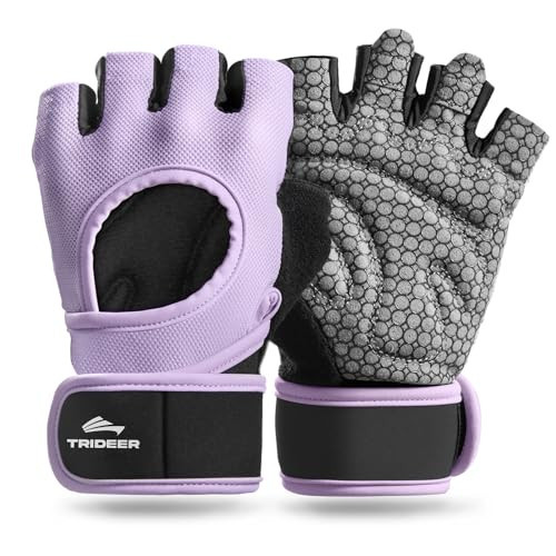 Trideer Weight Lifting Gloves for Women with Wrist Wraps Support, Workout Gloves for Women, Full Palm Protection, Grip for Gym Training, Fitness, Weightlifting, Exercise (Purple, Large) | Amazon (US)