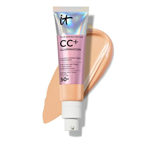 IT Cosmetics CC+ Cream Illumination (Medium) - Radiant Full Coverage Foundation With SPF 50+, Color Corrector & Hydrating Anti-Aging Serum, Hydrolyzed Collagen + Peptides - 1.08 fl oz | Amazon (US)