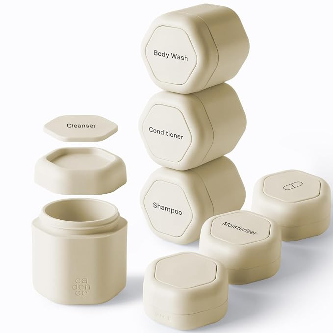 Cadence Travel Containers - Daily Routine Capsule Set - Magnetic Containers with Lids,4 Flex Medi... | Amazon (US)