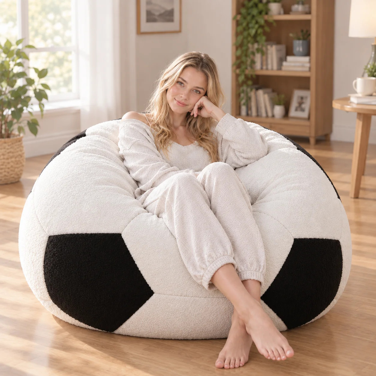 Oversized Football Bean Bag Chair for Adults, Soft Flannel Lounge Chair with High-Density Foam, Comfy Floor Sofa for Living Room, Bedroom  Game Room | Wayfair North America