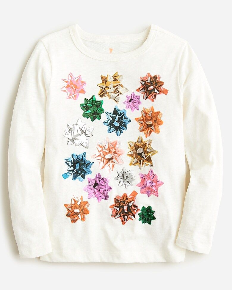 Girls' long-sleeve bow graphic T-shirt | J. Crew US