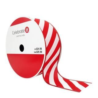 2.5" x 80ft. Taffeta Wired Candy Cane Stripe Ribbon by Celebrate It® Christmas | Michaels Stores