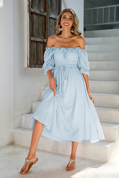 R.Vivimos Women Summer Half Sleeve Cotton Ruffled Vintage Elegant Backless A Line Flowy Long Dres... | Amazon (US)