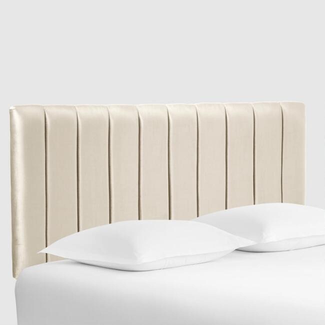 Channel Back Bran Upholstered Headboard | World Market