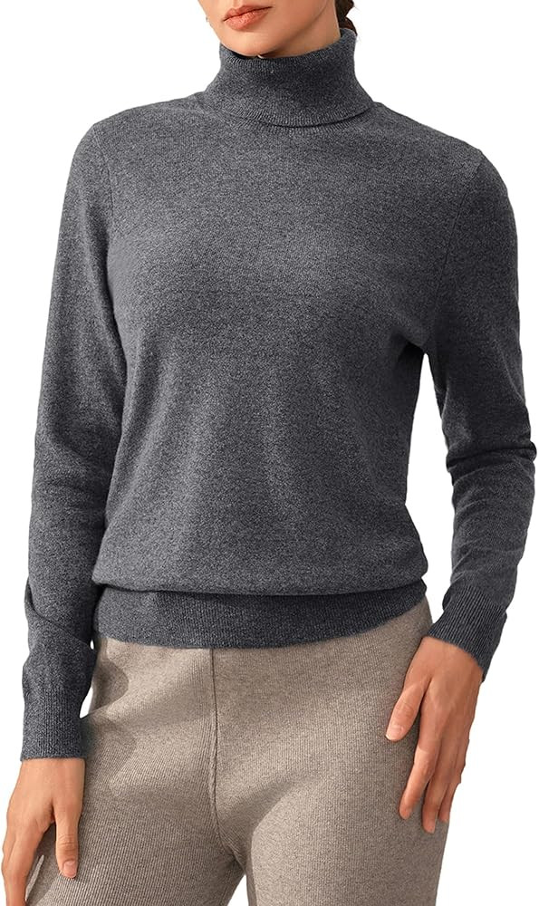KVSS Women's 100% Pure Cashmere Turtleneck Sweater Long Sleeve Pullover Sweater for Women | Amazon (US)