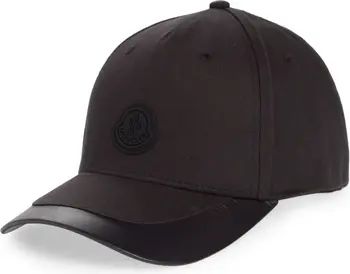Moncler Cotton Baseball Cap with Faux Leather Trim | Nordstrom | Nordstrom