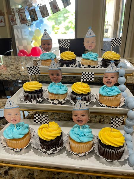First birthday party cupcake face toppers 

#LTKkids #LTKfamily #LTKbaby