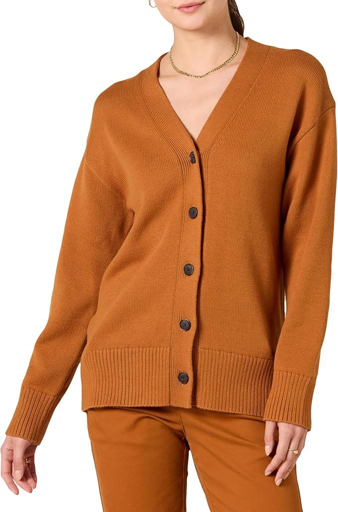 Amazon Essentials Women's V-Neck Midweight Relaxed-Fit Cardigan Sweater | Amazon (US)