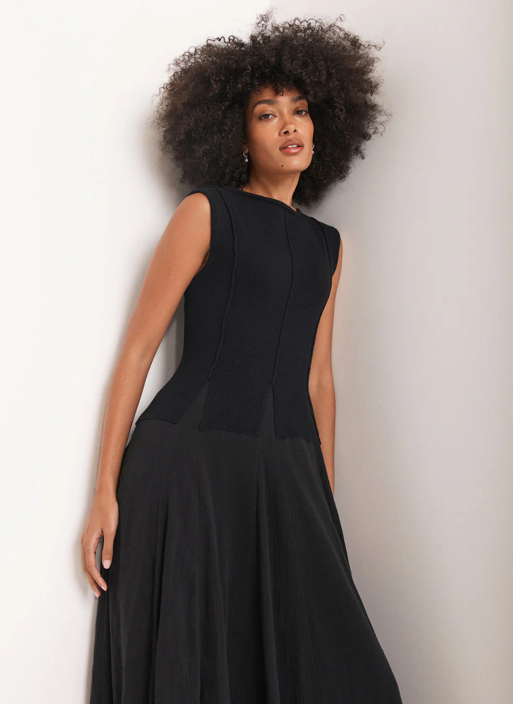 Navy Cotton Blend Drop Waist Maxi Dress | Mint Velvet