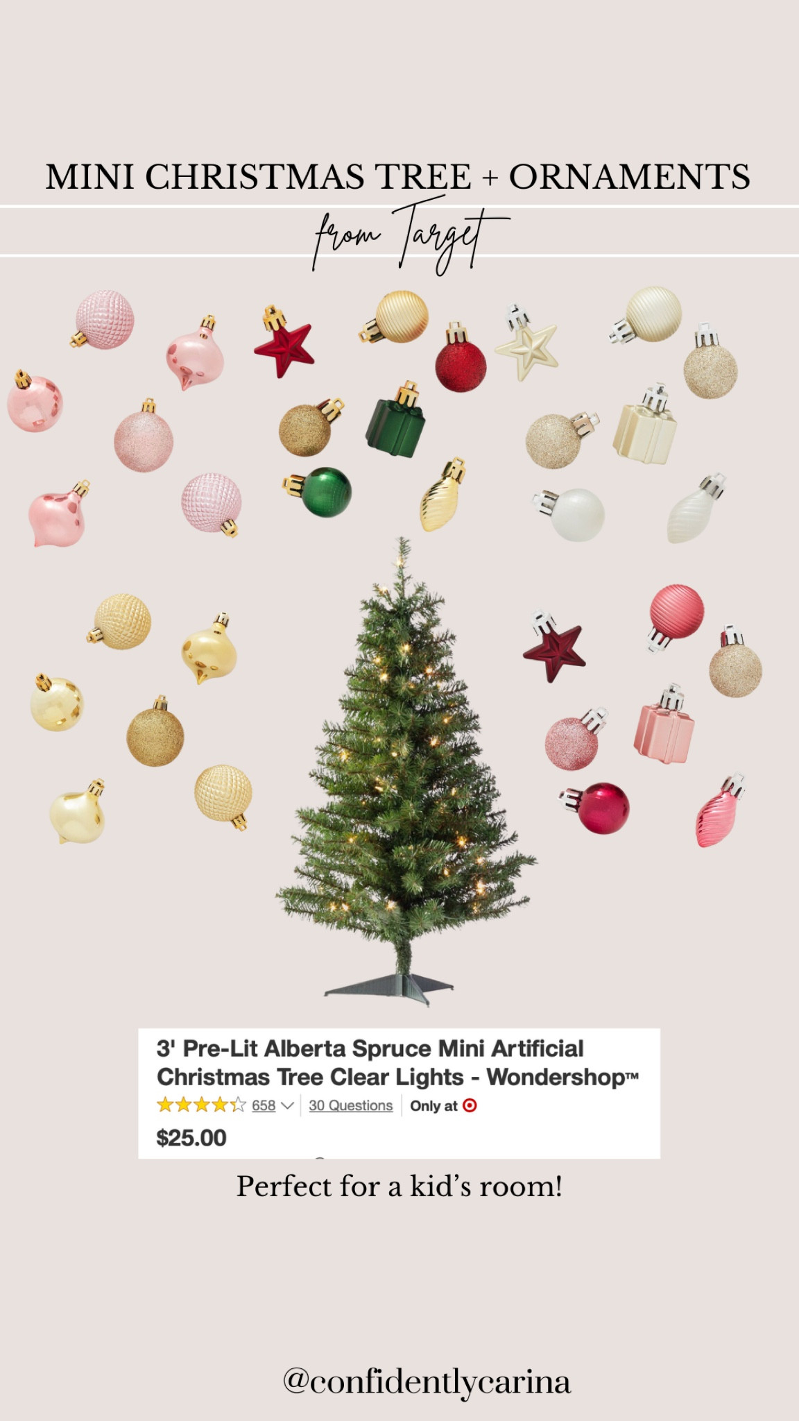 This mini Christmas tree and mini ornaments from Target are sooo cute and perfect for a kid’s room! 

#LTKSeasonal #LTKkids #LTKHoliday