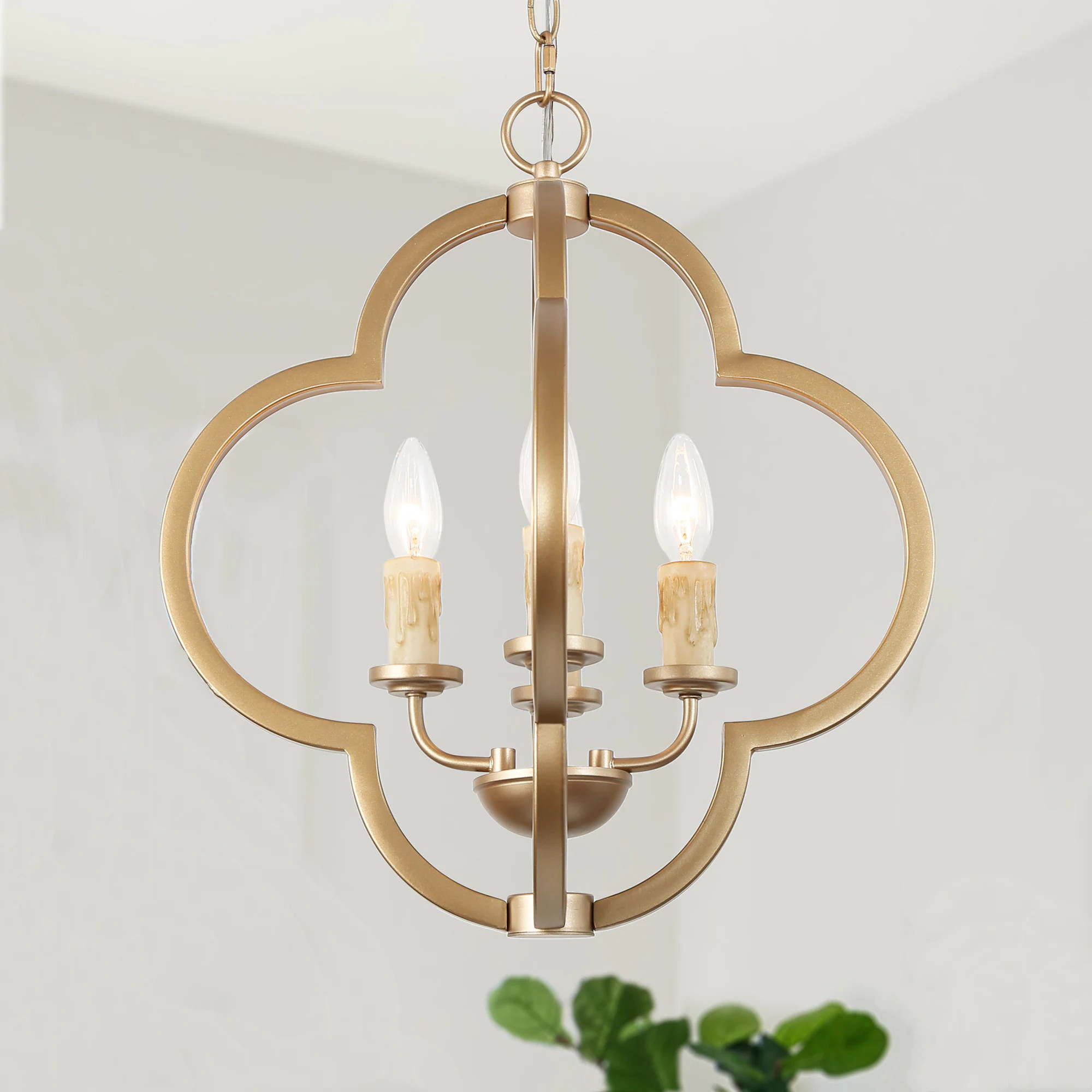 LNC Ellan 4-Light Polished Gold Modern/Contemporary Led Chandelier | UJM2UULWS4201H7 | Lowe's