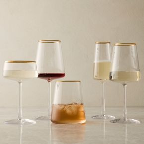 Horizon Lead-Free Crystal Gold-Rimmed Glassware Sets | West Elm (US)