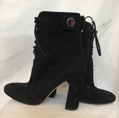gianvito rossi Ankle Boot Black Suede Leather Lace Front Zip Back Size 38  | eBay | eBay US