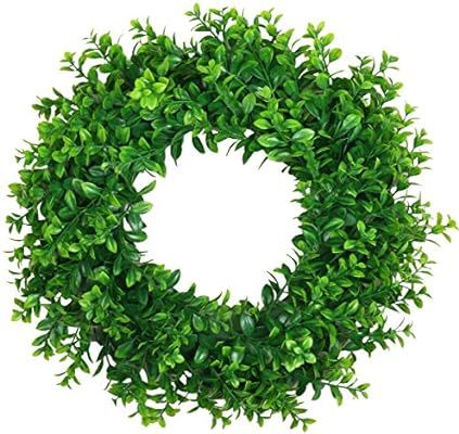 U'Artlines 18" Natural Garland Front Door Wreaths, Artificial Greenery Hanging Wreath for Home Pa... | Amazon (US)