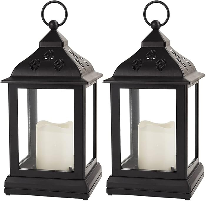 Bright Zeal 2-Pack 9.5" Vintage Decorative Candle Lantern with LED Flickering Flameless Candle (B... | Amazon (US)