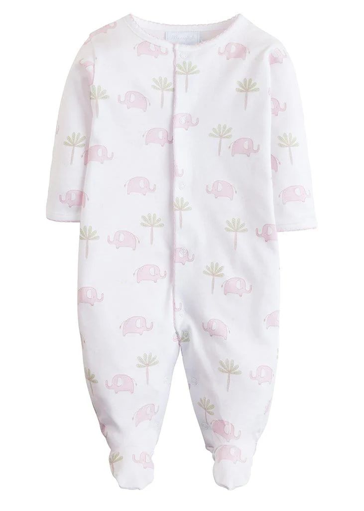 Printed Footie - Pink Elephant | Little English