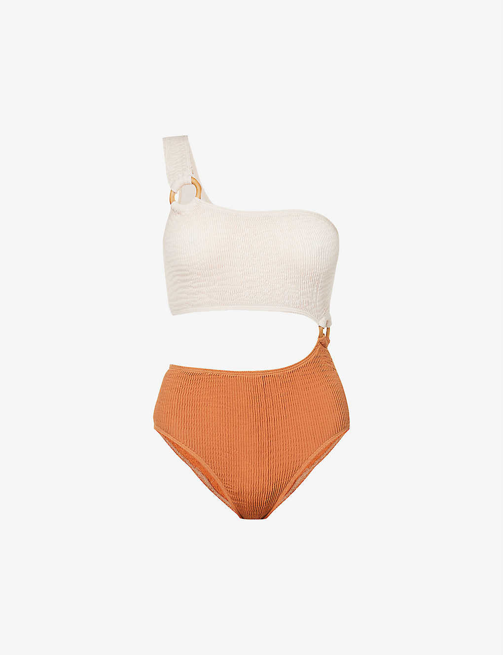 Shell asymmetric recycled-nylon swimsuit | Selfridges