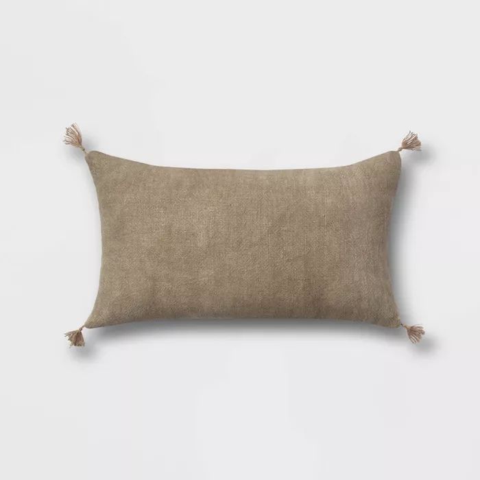 Washed Linen Lumbar Throw Pillow with Tassels - Threshold™ | Target