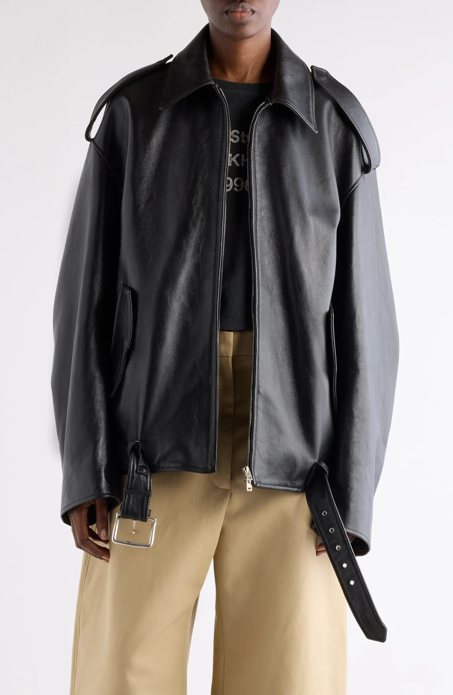 Linaga Oversize Leather Moto Jacket | Nordstrom
