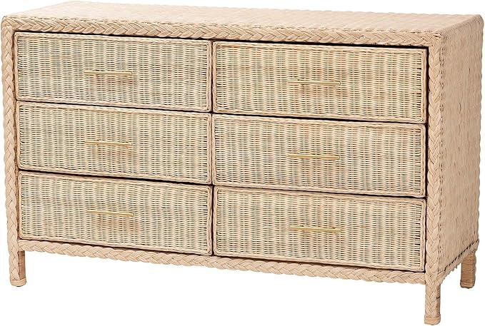 bali & pari Lanica Japandi Sun-Bleached Braided Rattan 6-Drawer Dresser | Amazon (US)