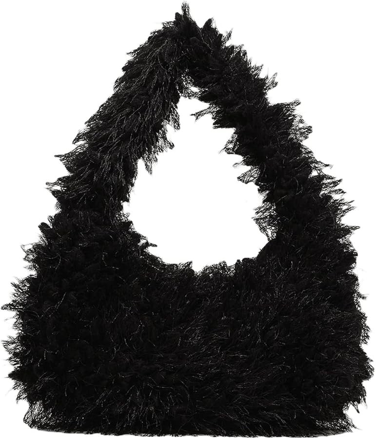 Verdusa Women's Faux Fur Fuzzy Hobo Bag Furry Handbag Purse | Amazon (US)