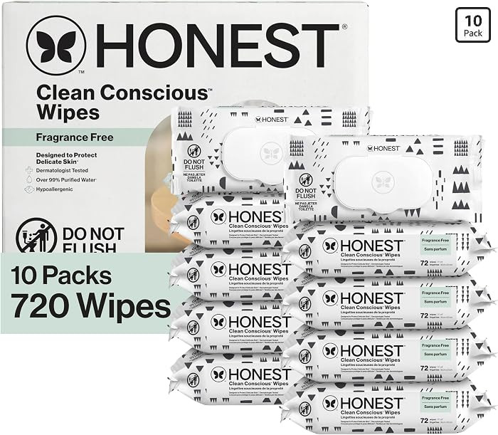 The Honest Company Baby Wipes for Sensitive Skin, Hypoallergenic, Fragrance-Free, Multi-Use, Patt... | Amazon (US)
