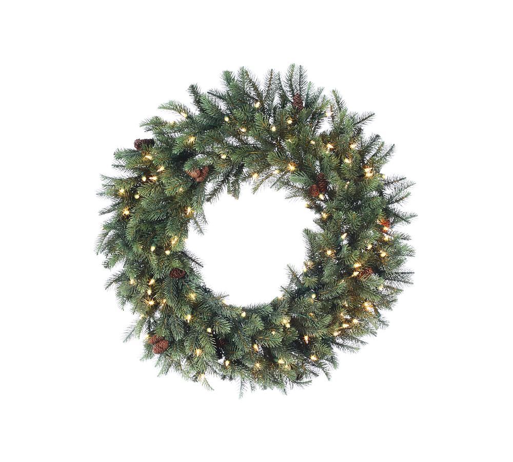 Faux Pre-Lit New England & Pine Wreath with Pinecones | Pottery Barn (US)