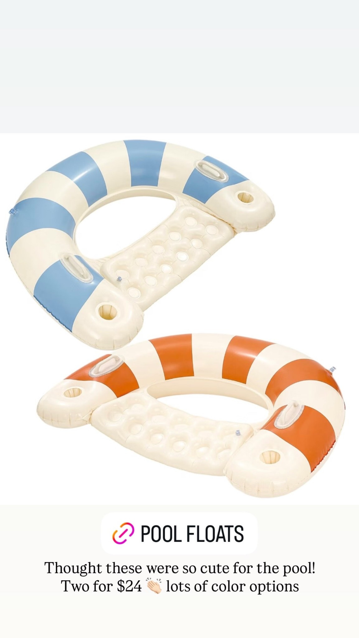 Thought these were so cute for the pool! 

Two pool floats for $24 👏🏻 lots of color options!

#LTKSwim #LTKSeasonal