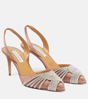 Gatsby embellished satin slingback pumps | Mytheresa (INTL)