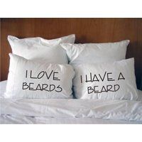 Decorative Wedding / Anniversary Pillowcases, I Love Beards, I have a Beard, Couples Pillow, Wedding Gift 50 | Etsy (US)