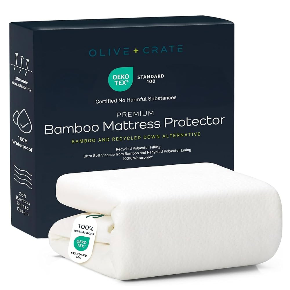 Olive + Crate 100% Viscose Bamboo Mattress Protector - Eco-Concious Cooling Mattress Cover - Wate... | Amazon (US)