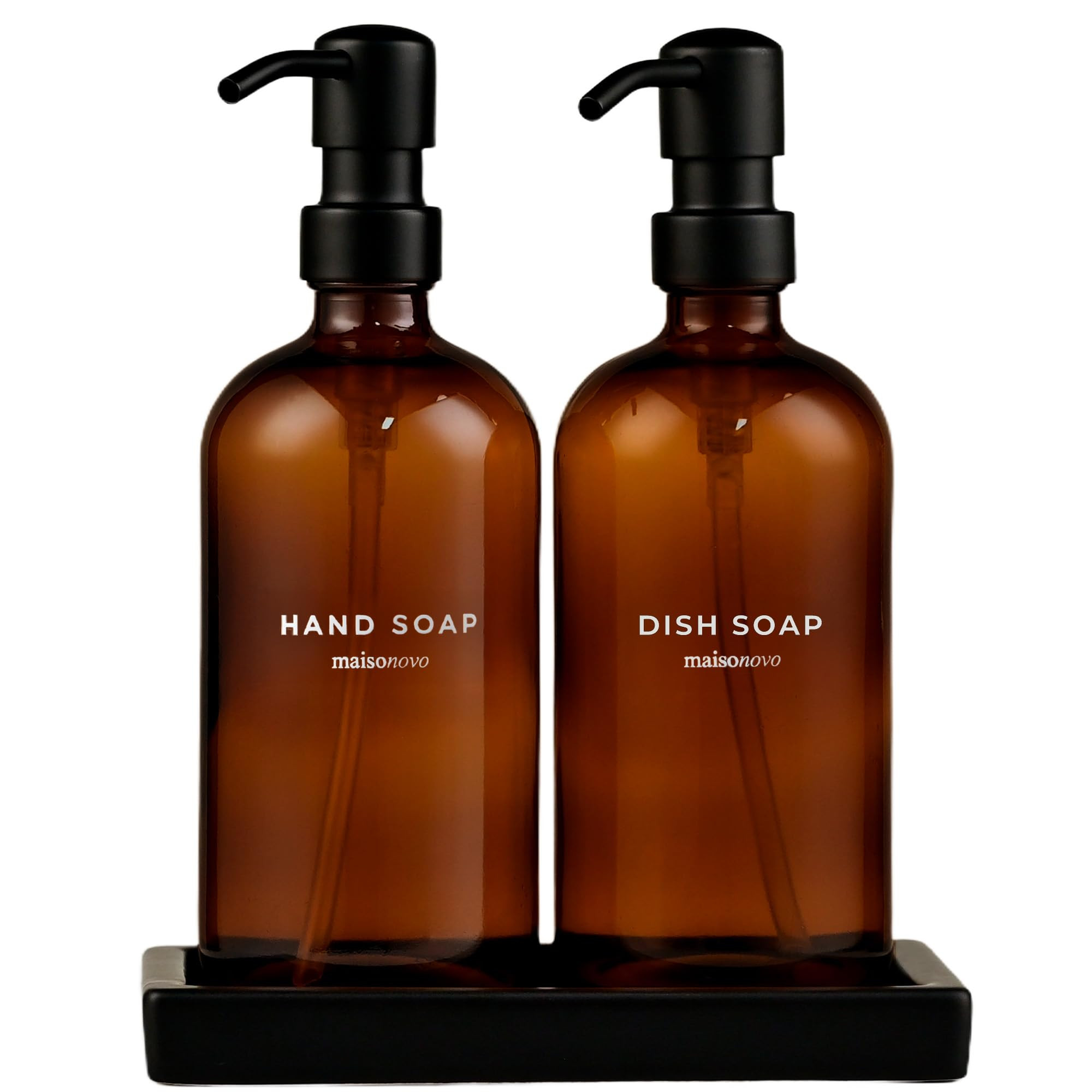 Maisonovo Kitchen Soap Dispenser Set - Hand and Dish Soap Dispenser Set with Amber Glass Soap Dis... | Amazon (US)