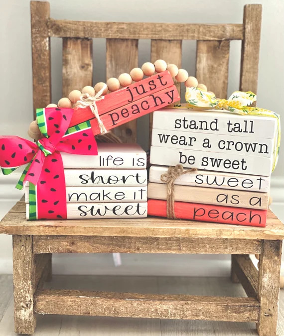 Fruit Decor//tiered Tray Decor/mini Wooden Farmhouse Book | Etsy | Etsy (US)