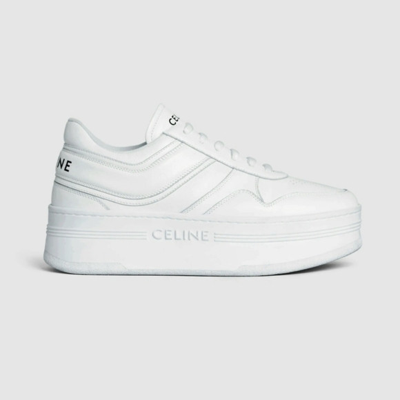 $990 CELINE BLOCK 50mm Wedge Leather Sneaker Optic White EU 39 US 9 BNIB | Poshmark