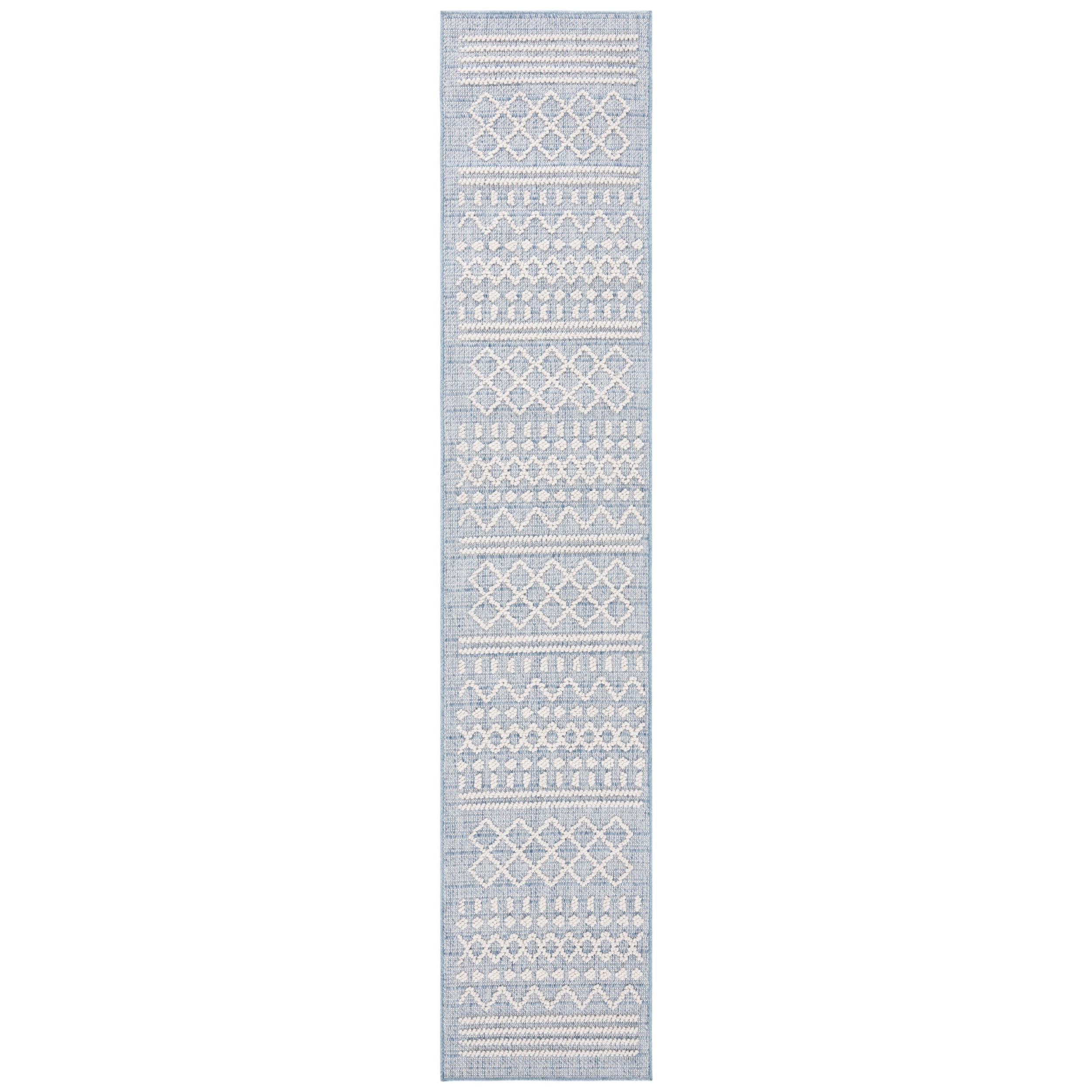 SAFAVIEH Santorini Collection Area Rug - 2' x 10' Runner, Blue/Ivory, Geometric Design, Ideal for... | Amazon (US)