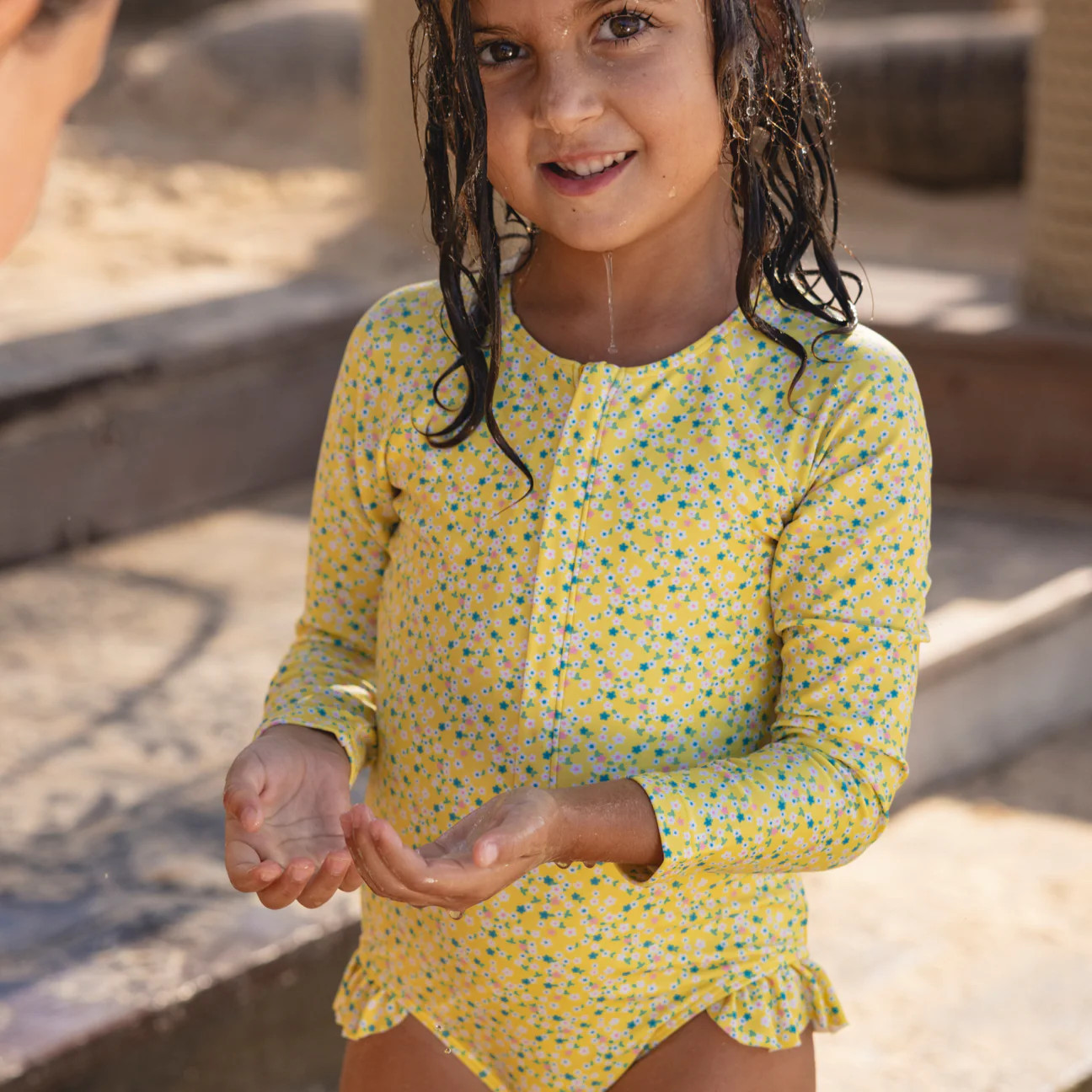 girls blush gingham rashguard one piece | Minnow