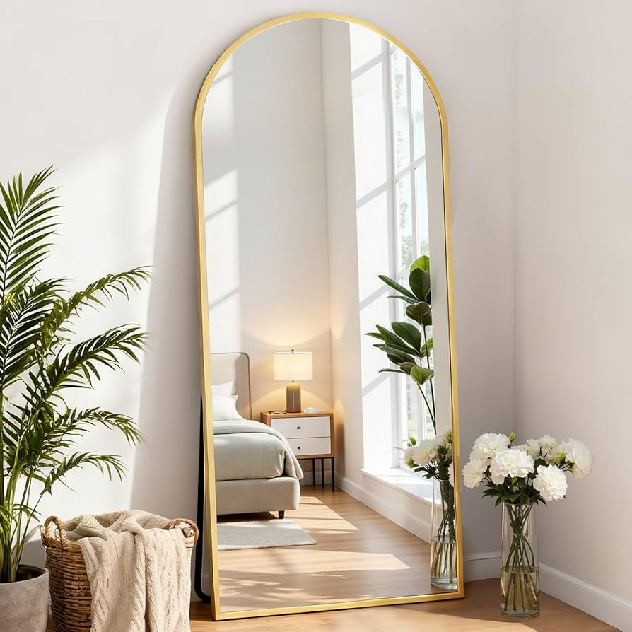 Sweetcrispy 64.3"x21" Arched Full Length Mirror, Standing or Leaning Full Body Mirror with Alumin... | Amazon (US)