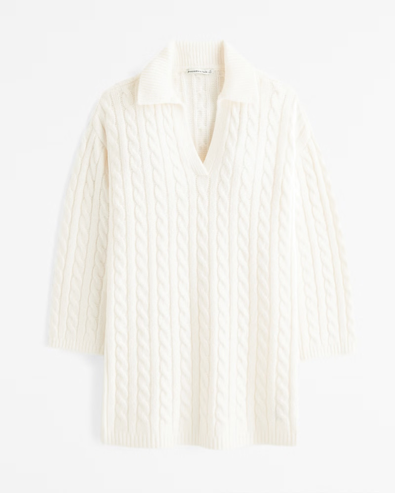 Women's Long-Sleeve Collared Mini Sweater Dress | Women's Dresses & Jumpsuits | Abercrombie.com | Abercrombie & Fitch (US)