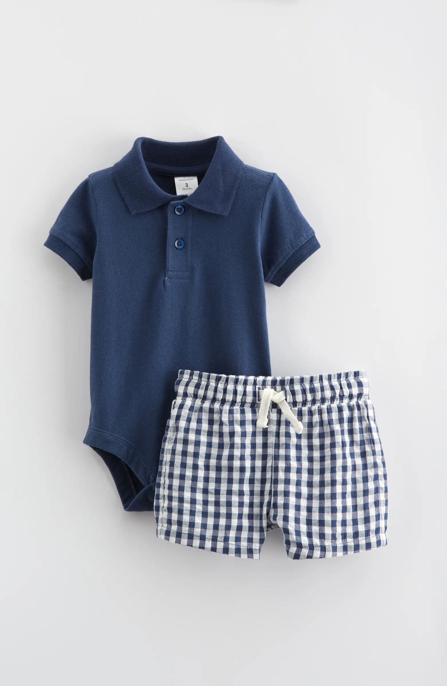 Cotton Polo Bodysuit & Shorts Set | Nordstrom