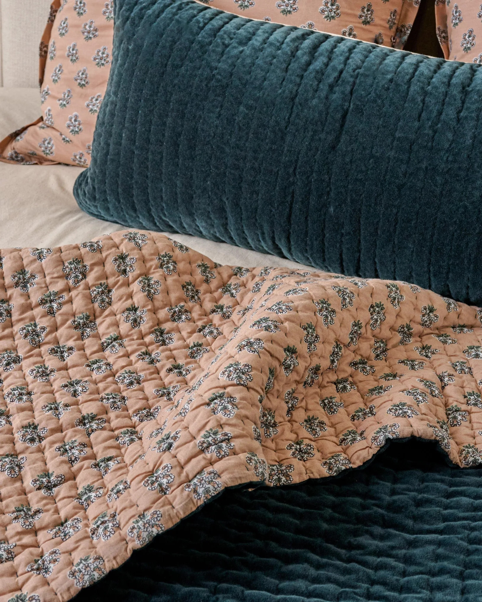 Audrey Velvet Block Print Quilt - Magical Forest | Magnolia