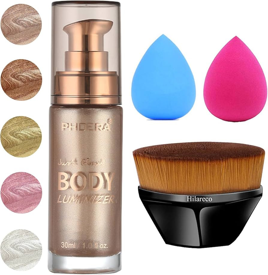 PHOERA Body Shimmer Oil,Waterproof Long Lasting Moisturizing Body Luminizer Glow Body Illuminator... | Amazon (US)