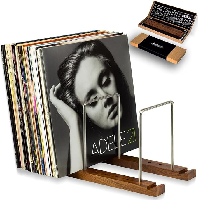 Optage Audio Durable Vinyl Record Storage Holder for 75 LPs, Solid Walnut Record Stand with Built... | Amazon (US)